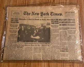 New York Times February 22 1965 announcing murder of MalcomX