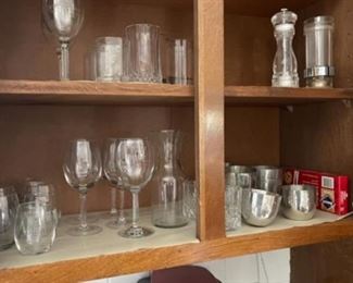 Normal kitchen items....lots of wine glasses and accessories
