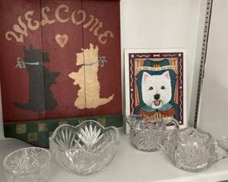 Crystal items and Westie decor