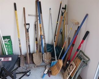 Garden tools shovels brooms rakes Etc
