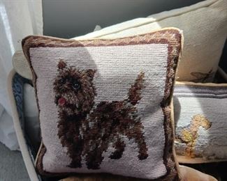 Terrier needlepoint pillow