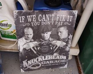 Three Stooges reproduction garage mechanic sign