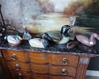 Hand carved and painted duck decoys