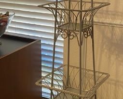 Three Shelf Pewter Colored Plant Stand