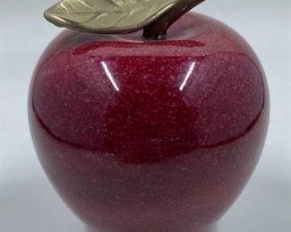 Red Alabaster Stone Apple Paperweight