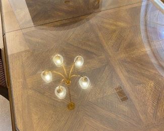 Universal Furniture Cane Back Chair Dining Table with Removable Glass Top