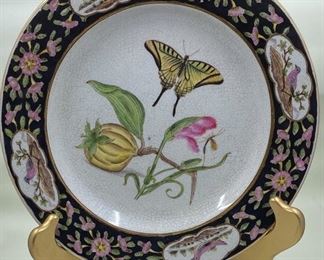 Swallow Tail Butterfly and Flowers Decorative Plate