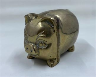 Mid-Century Brass Piggy Bank