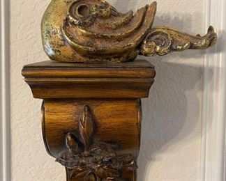 Baroque Style Golden Dove and Wall Shelf (Pair Available)
