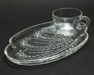 2 Sets 8 Total Vintage Federal Glass Company Homestead Snack Sets