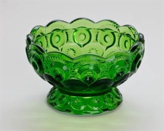 Vintage LE Smith Moon Stars Green Glass Bowl