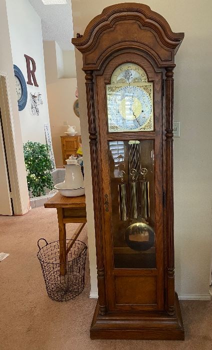 HOWARD MILLER GRANDFATHER CLOCK/WESTERN GERMANY/ 7 DAY/ WESTMINSTER CHIME