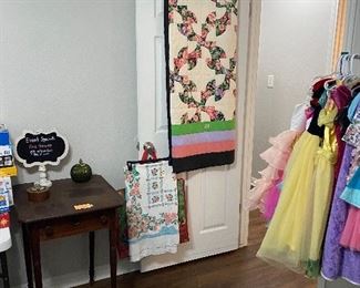 Antique Desk, Hand Made Quilt