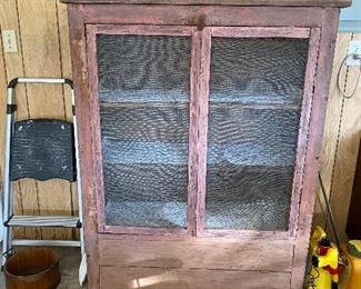 Antique Primitive Pie Safe Punched Tin Cabinet Sides