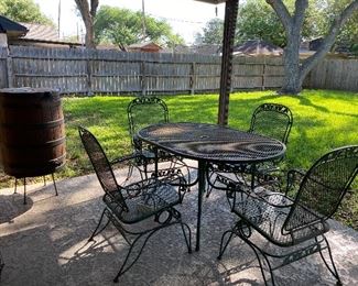 Wrought Iron Patio Furniture, Rain Barrell