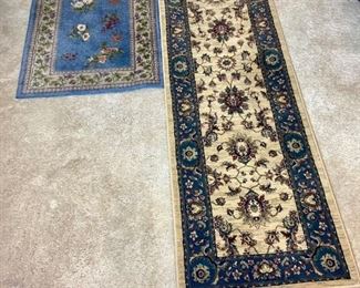 Area Rugs
Oriental Weavers "Ariana" Runner in blue, cream and red - measures 27" x 93"; Area Rug in blue, tan, green and maroon - measures 30" x 46". In great clean condition. No stains.