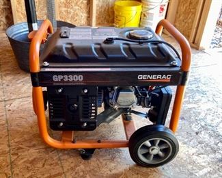 Generac Generator
Model GP3300, gas powered generator with wheels. OHV 208cc. 3300 running watts.