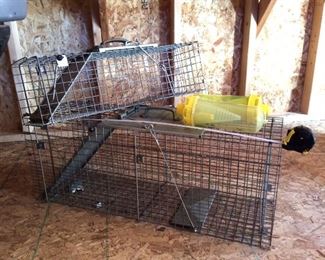 Animal Traps
Includes (2) caged traps, H17" x W32" x D10" and H8" x W24" x D7"; and (2) wasp traps.