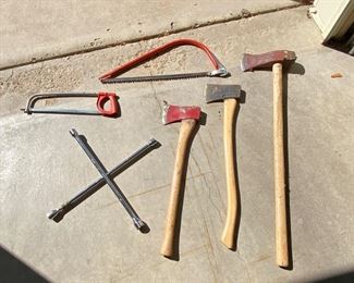 Hand Tools
Axes ranging from 24"-36", tire iron, and hand saws.