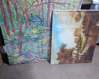 Various signed older oils on canvas, water colors, will age