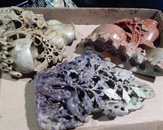 Various carved soapstone pieces