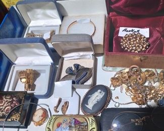 Sterling, cameos, gold, gold filled, wedgwood broach