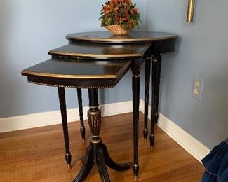 Vintage Black Lacquer Imperial grand rapids nesting tables 