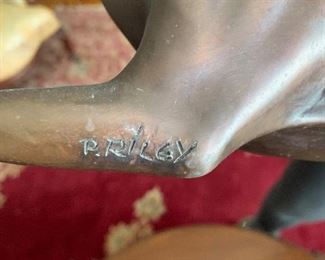 SOLID BRONZE SCULPTURE OF A WHIPPET DOGS, SIGNED BY P RILEY 