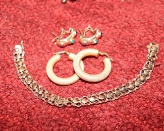 14K Gold Earrings & Bracelet 