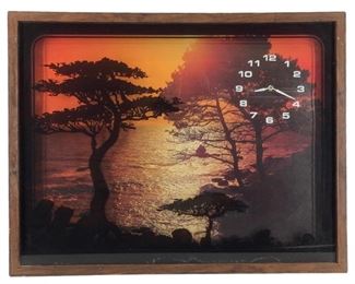Tropical Beach Sunset Framed Clock
