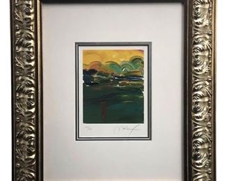 Signed P. Max "Umbrella Man at Sunset" Serigraph
