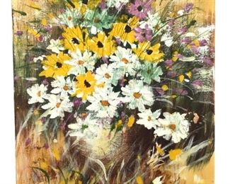 Signed Lee Reynolds Floral Acrylic Painting
