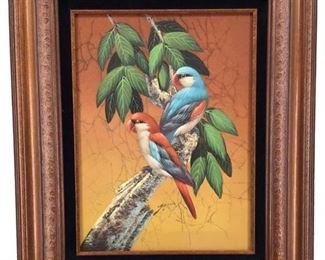 Signed Gris Audubon Art Deco Parrot Oil on Canvas

