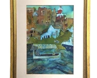 Signed Yoram Gal Mixed Media Painting
