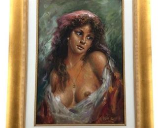 Signed S. Hilgle Nude Woman Painting
