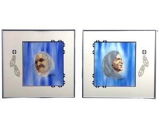 2pc. Signed Gary Morris Gouache Portraits

