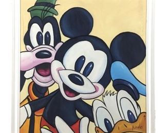 Signed Rando Mickey Mouse & Friends Painting

