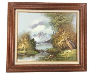 Signed E. Jones Landscape Oil on Canvas Painting
