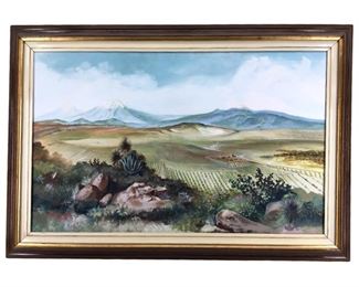 Signed R. Carrillo Oil on Canvas Landscape Art

