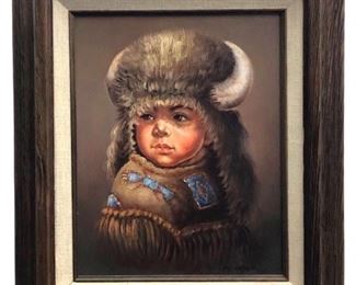 Signed K. Jesser Native American Oil on Canvas
