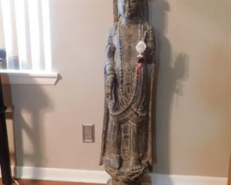 Very rare 4" solid stone statue of standing Quan Yin on lotus blossom.  Not sure of country of origin.
