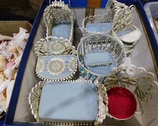 Folk art quilled tin dollhouse furniture