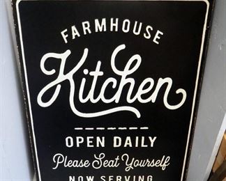Distressed Painted Metal Farmhouse Kitchen Signs, Qty 2, 37.5" x 29.5"