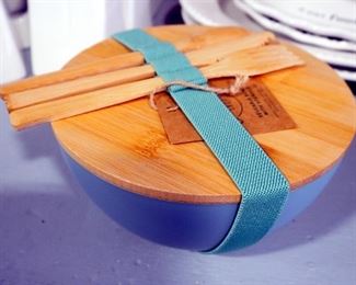 The Green Shop Reusable Bowl With Wood Lid And Utensils, Qty 4