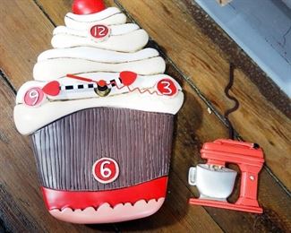 Allen Designs Decorative Teapot And Cupcake Battery Powered Wall Clocks, Qty 4