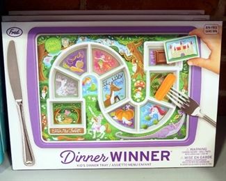 Fred Food Face Plates, Qty 6, And Divided Dinner Trays, Qty 3