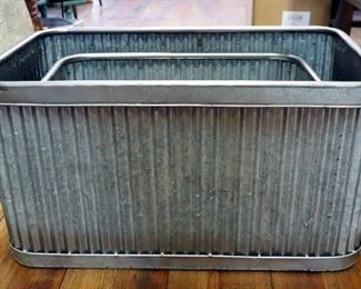Galvanized Ribbed Storage Boxes, Qty 2, 10" x 19" x 12" And 12" x 24" x 14.5"