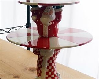 Silvestri Ceramic Christmas Stacking Cupcake / Cake 2 Tier Santa Claus Stand