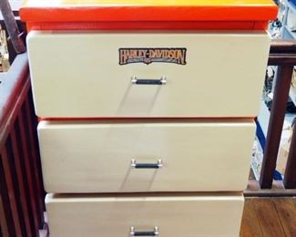 Painted Wood 3 Drawer Chest Of Drawers, 35.5" x 24" x 17"