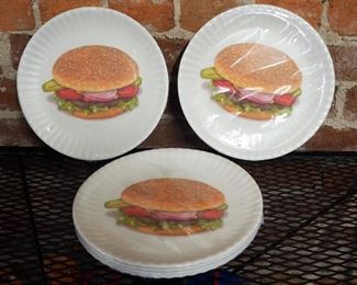 One Hundred 80 Degrees Reusable Picnic Plates, Qty 28, And Hot Dog Trays, Qty 20